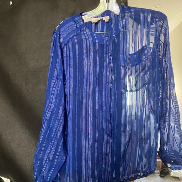 Oleg Cassini Vintage  Sequined Silk Blouse  size 12 - Picture 1 of 4